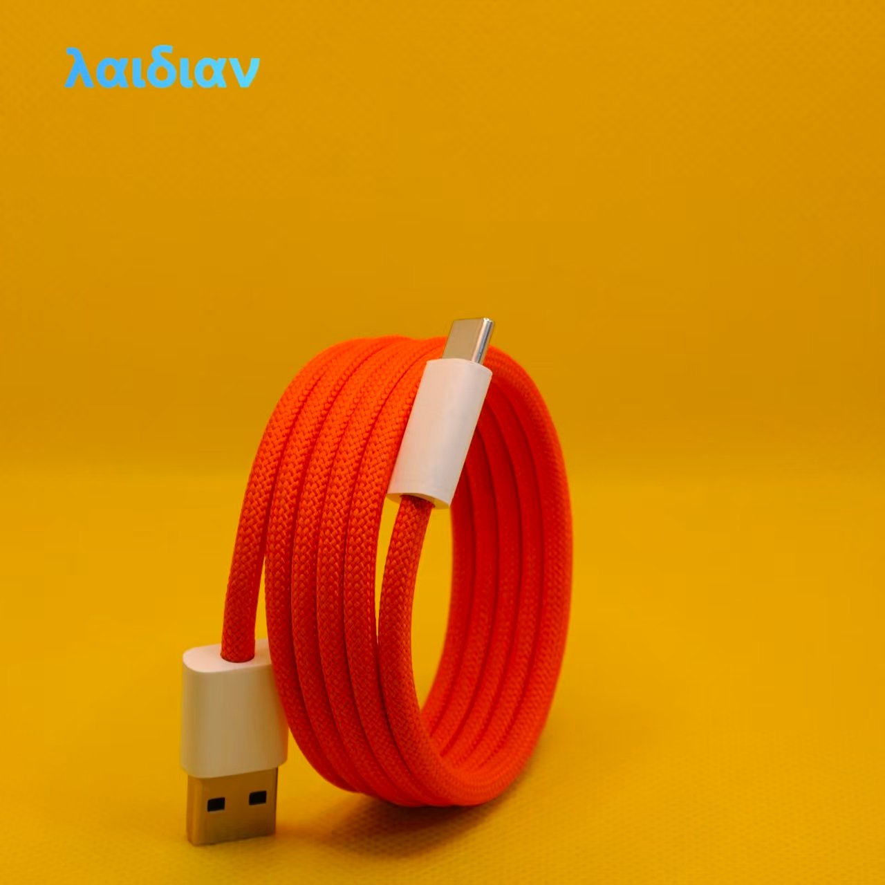 1m Orange Magnetic Braided USB-A to USB-C Fast Charging Cable, Magnetic Less-Tangle Storage